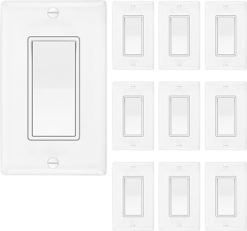 Maxxima Interruptor de luz decorativa de pared de 3 vías de encendidoapagado, blanco de 15 A, interruptor de luz basculante suave al tacto incluido