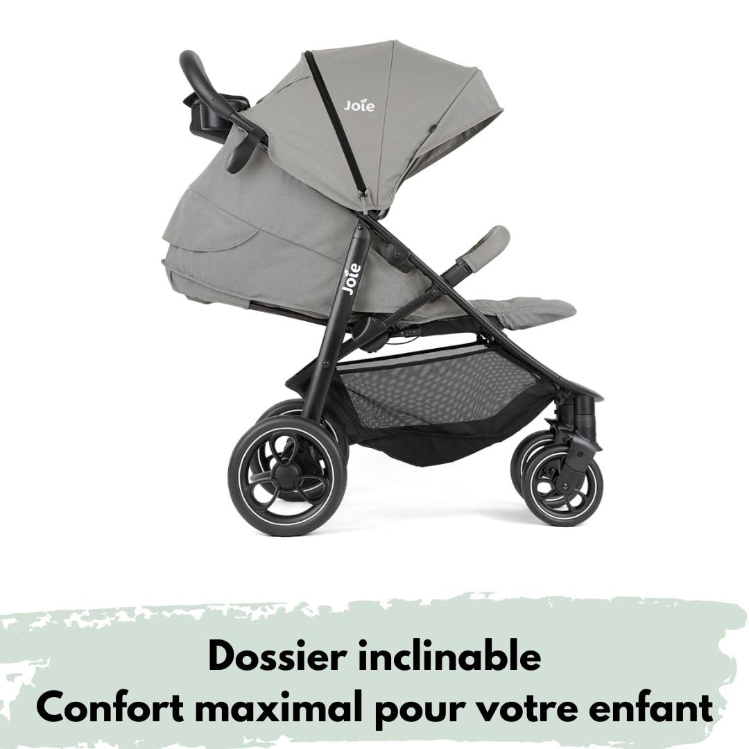 Joie Litetrax – Poussette Canne Confort avec Chanceliere Bebe Poussette Thermique | Suspensions Flex, Pliage à Une Main, Pare-soleil UV 50+, Roues Anti-crevaison – Pebble