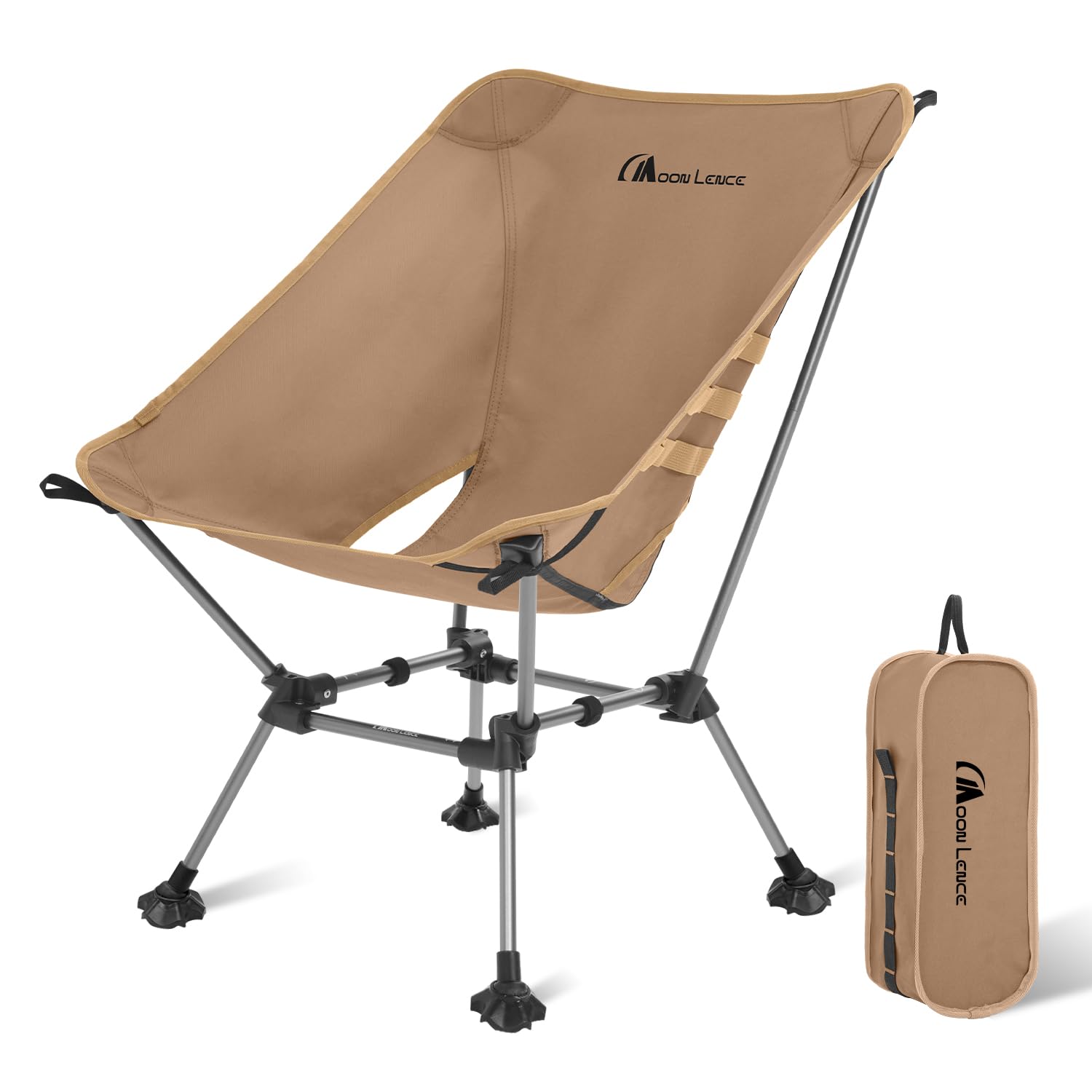 MOON LENCE Camping Chair Plus, Upgraded Comfort & Size, Still Compact and Lightweight, Folding Portable Chair for Backpacking & Hiking, 400Lbs Capacity, Gen 3 Plus (Khaki with Groundgrip Feet (Plus)) — image 1