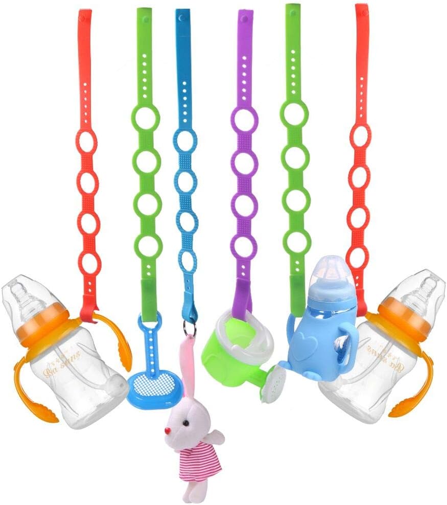 6-Pack Baby Toddler Toys Harness Strap Sippy Cup Pacifier Clips Fresh Food Feeder Stop Dropping Holder Snap Fastener Strap - Adjustable