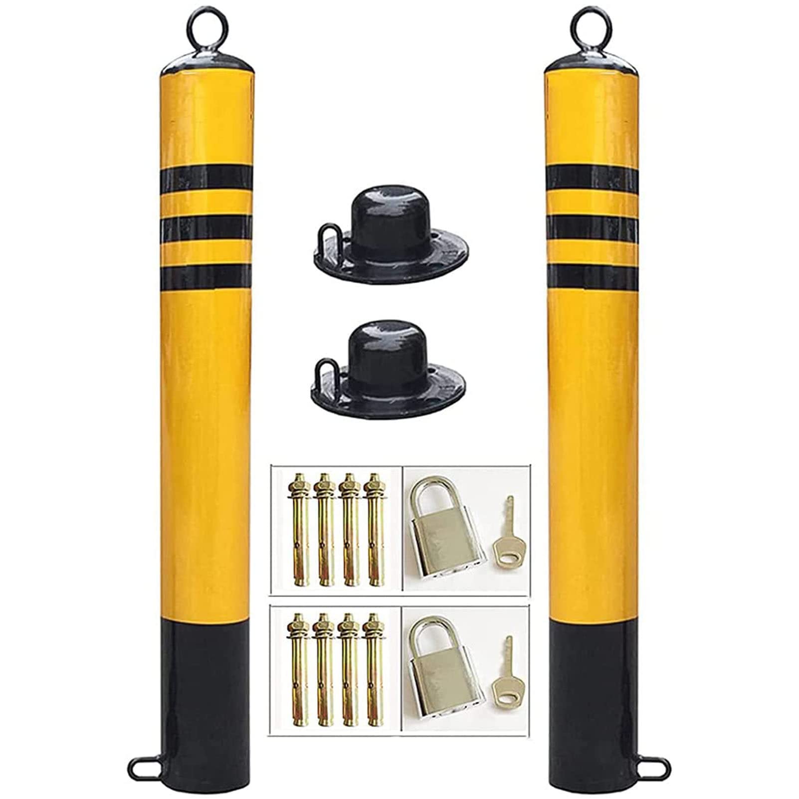 DUANHOZ Parking Posts For Driveways,Driveway Sign Post, 2 Parking Metal Parking Bollards Traffic Pole with Screws, for Road Marker, Construction Lot,76×800mm