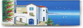 Santorini Deniz Manzara Tablosu - 90x30cm