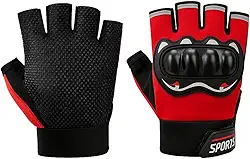 Luva Motociclista Ciclista Meio Dedo Respirável com Proteção nas Juntas – Touchscreen, Antiderrapante, Alta Ventilação