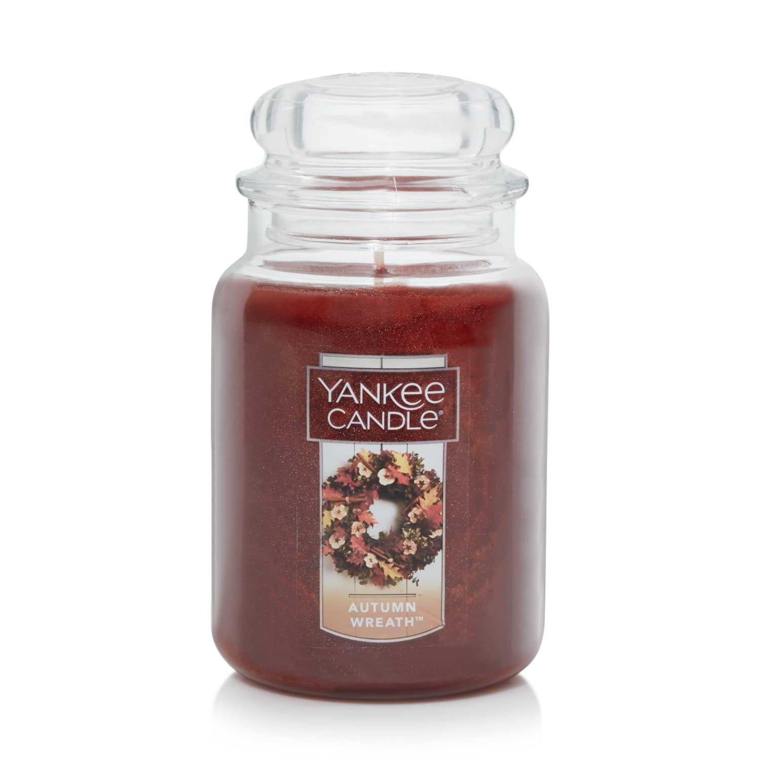 Autumn Wreath Scented, Classic Large Jar Single Long Lasting Wick Candle, Peach, 22oz, 1069434z