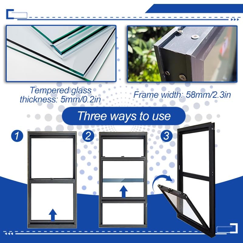 Repuesto de ventana corredera de 30,5 x 111,8 cm, marco de aluminio blanco para sótano, ducha, gallinero, fácil instalación de bajo consumo