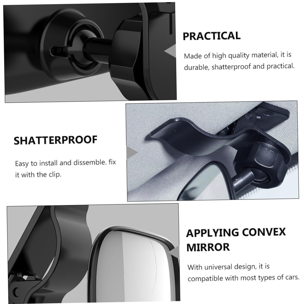 SOLUSTRE 3piezas Espejo De Seguridad Para Bebés Auto Espejo Retrovisor Para Asientos Traseros Accesorio Práctico y Duradero Visibilidad Completa Entorno