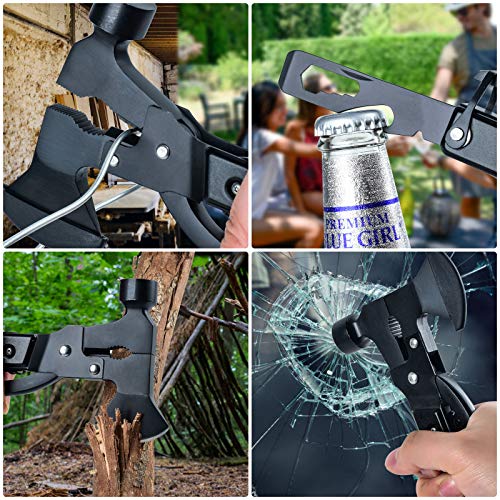 Multitool Camping Accessories - 14 in 1 Survival Gear and Equipment with Knife Axe Hammer Saw Screwdrivers Pliers Bottle Opener Durable Sheath - Cool Gadget Stocking Stuffers Gifts for Men Women - Thumbnail 4