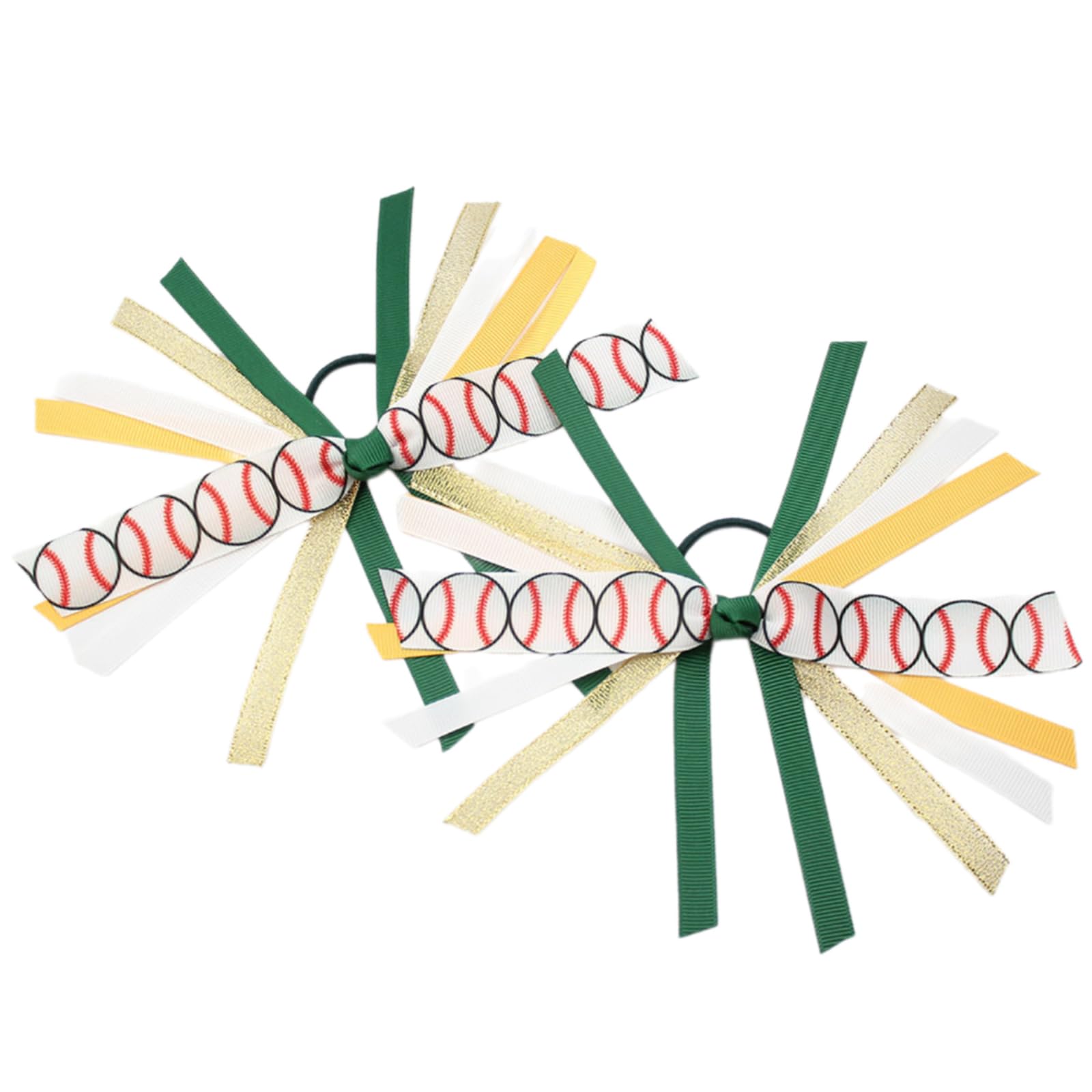 Fentency 2Pcs Softball Hair Ties for Girls with Colorful Ribbon and Streamers Elastics Scrunchies Hair Accesories Ponytail Holder