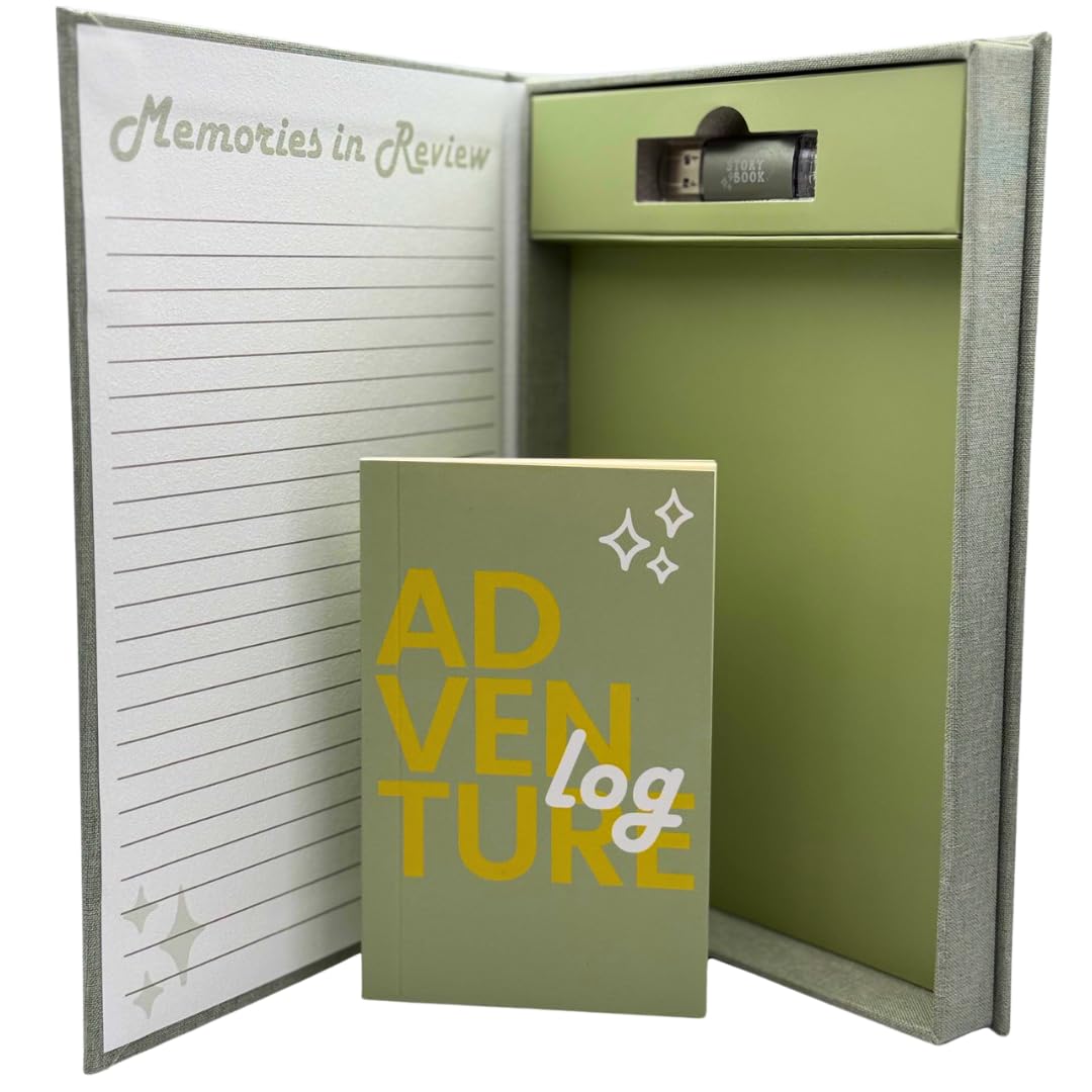 Adventure Photo & Keepsake Album: Physical and Digital Storage for Vacations, Family Trips, Travel Memories – Memory Box, Scrapbook, Photo Album with 16GB USB for Offloading Photos- Adventure Log.