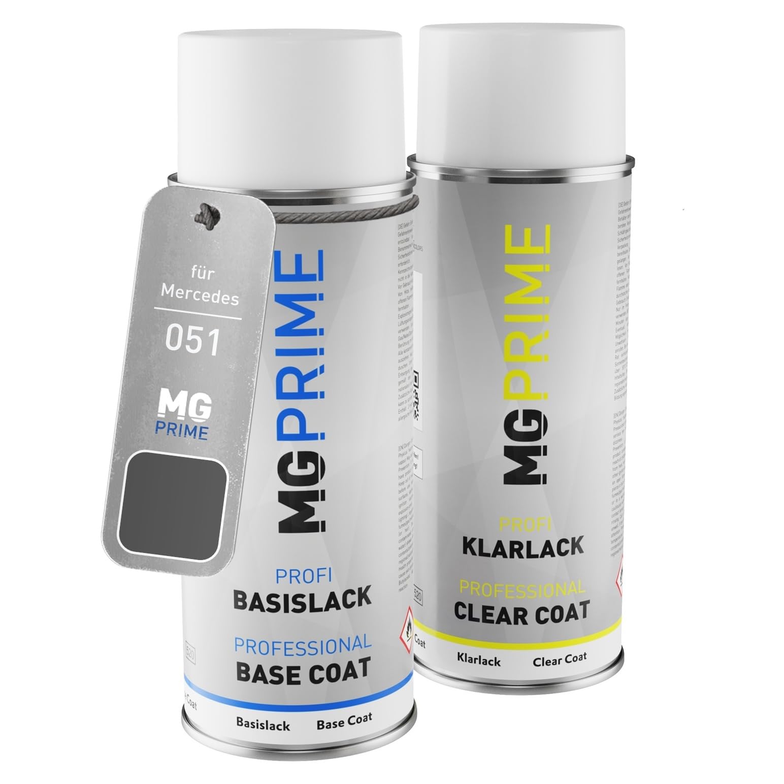 MG PRIME Car paint Spray can set for Mercedes 051/0051 Designo Magno Platin Metallic Matt/Magno Platinum Metallic Matt Base coat clear coat spray can 400ml