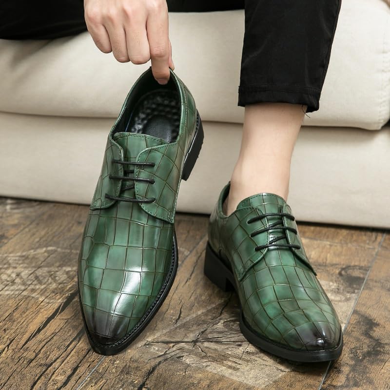 Men's Vintage Genuine Leather Oxford Shoes - Retro Lace Up Platform Dress Shoes with Pointed Toe for Business & Formal Occasions2