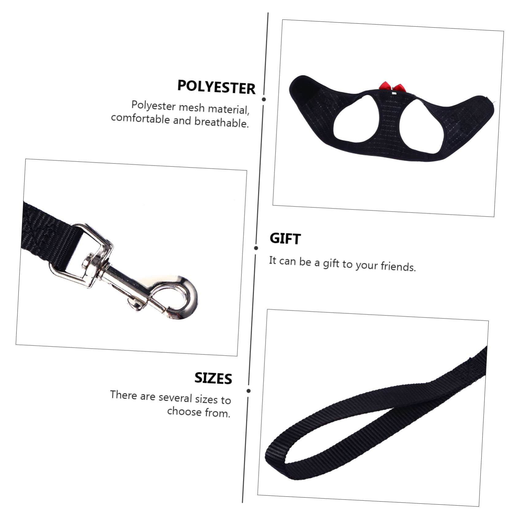 Housoutil 3pezzi Pettorina Per Cani Piccoli Con e Guinzaglio Vest e Traction Rope Comoda e Resistente Adatta Per Passeggiate e Attività All Aperto