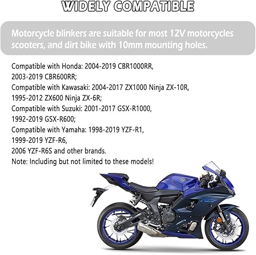 Miniatura 6 de 4 luces direccionales para motocicleta, 14 luces LED delanteras y traseras para motocicleta con lámpara ámbar frío, luz intermitente de 12 V