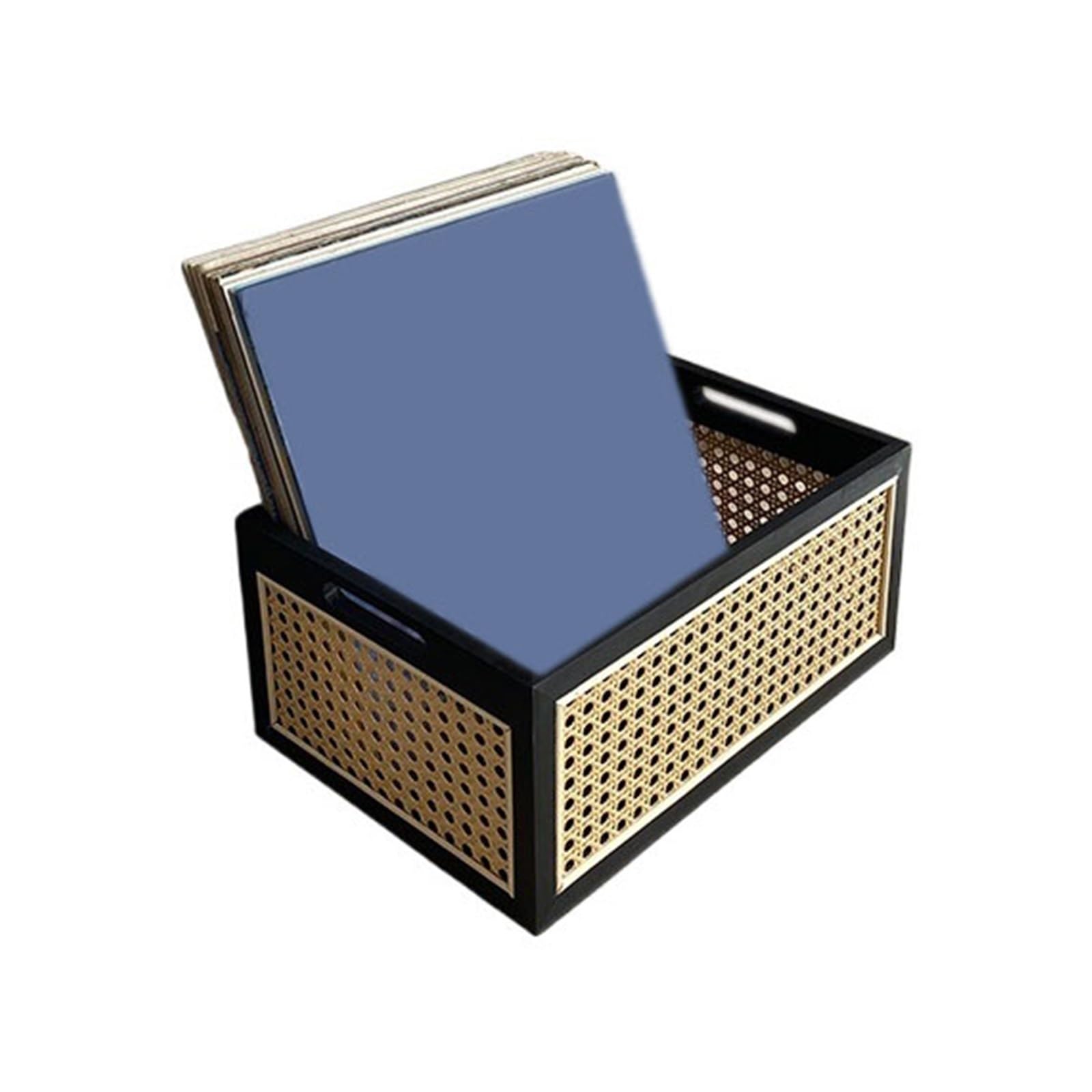 Record Storage Rack Vinyl Record Box Versatile Wooden Woven CD Albums