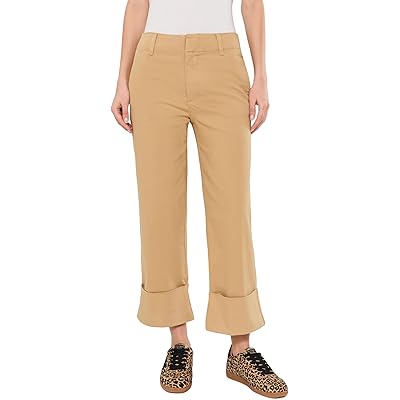 Брюки KUT from the Kloth Sienna High-Rise Straight Leg Roll Up in Khaki