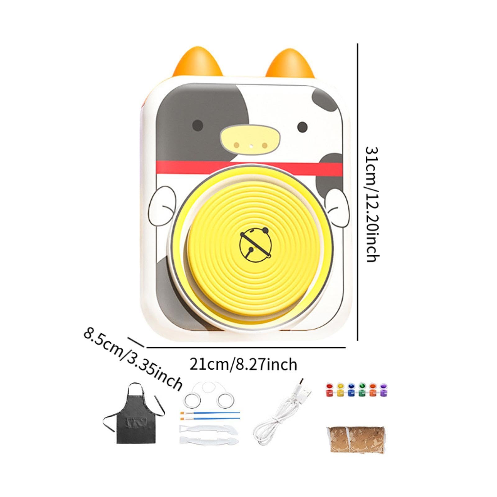 Elektrisches Töpferscheiben Set für Kinder, DIY Töpferset, Porzellanmaschine in Tierform, Kuh