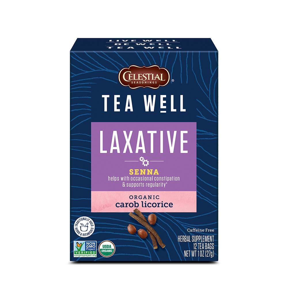 Celestial Seasonings TeaWell Herbal Tea, Laxative, Organic Carob Licorice, 12 Count (Pack of 6)