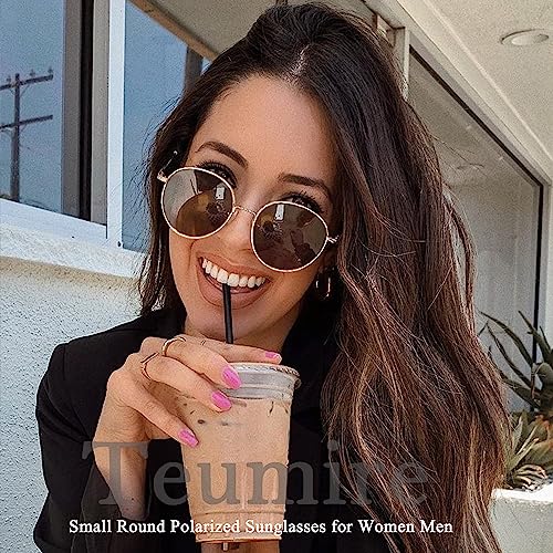 Small Round Polarized Sunglasses for Women Men Classic Retro Sun Glasses Circle Metal Frame Shades UV Protection3