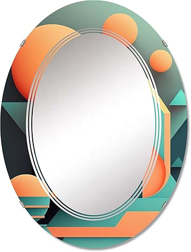 Graphic Retro Compositions II - Espejo de tocador, espejos de baño, espejos de pared para sala de estar, dormitorio, espejo ovalado, grande, 20 x 30