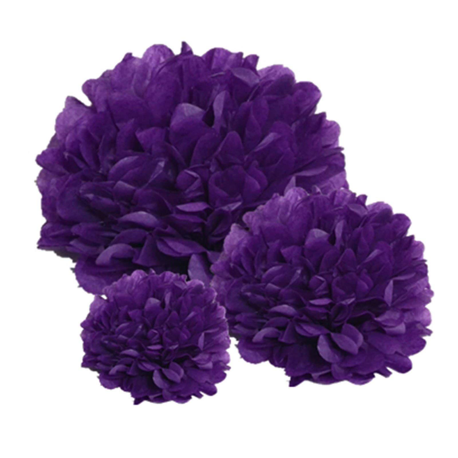 Premium [Pack of 10] Large Tissue Paper Pom Poms (Dark Purple 10")