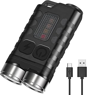 BORUiT V3 Mini Powerful Torch LED Super Bright 900LM with UV Red Blue Light,USB-C LED Rechargeable Small Pocket Keychain Torch,IP65 Waterproof 12 Modes Keyring Torch Flashlight with Magnet(Black)