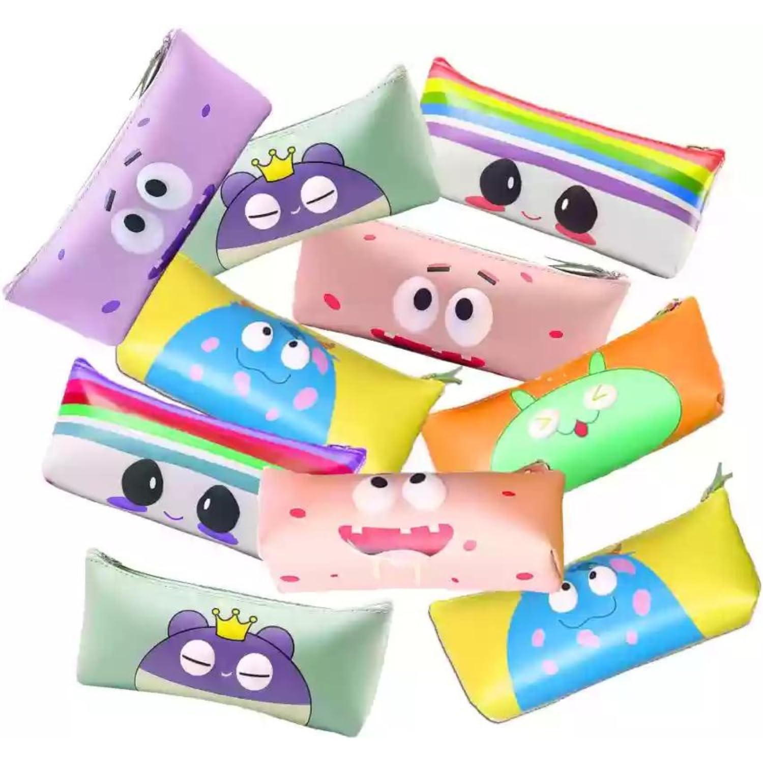 TRU TOYS Silicone Eyes Pencil Case,Cute Pencil Pouch,School Stationery Eye Embossed Zipper Travel Pouch,School Supplies For Kids,Portable Large Capacity Organizer (Pack Of 10, Multicolor) (B0CMDBWQGZ) Amazon Price History, Amazon Price Tracker