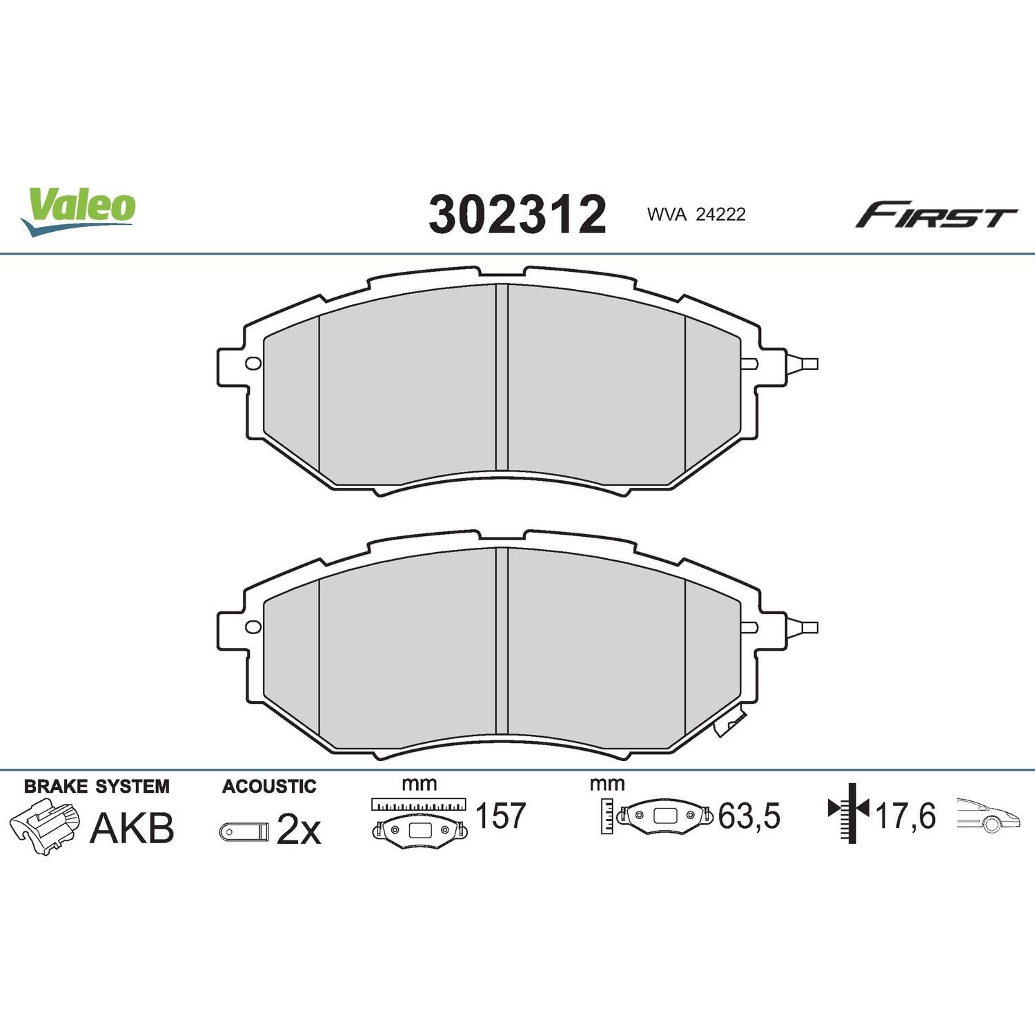Valeo Pastillas de Freno Essential 302312, Juego de 4 Pastillas, Eje Delantero - Certificación ECE-R90