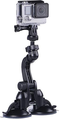 Smatree Soporte de doble ventosa, soporte de coche compatible con Gopro Hero 1110987Max6543+3, AKASO, DJI OSMO cámara de acción, mayor potencia de