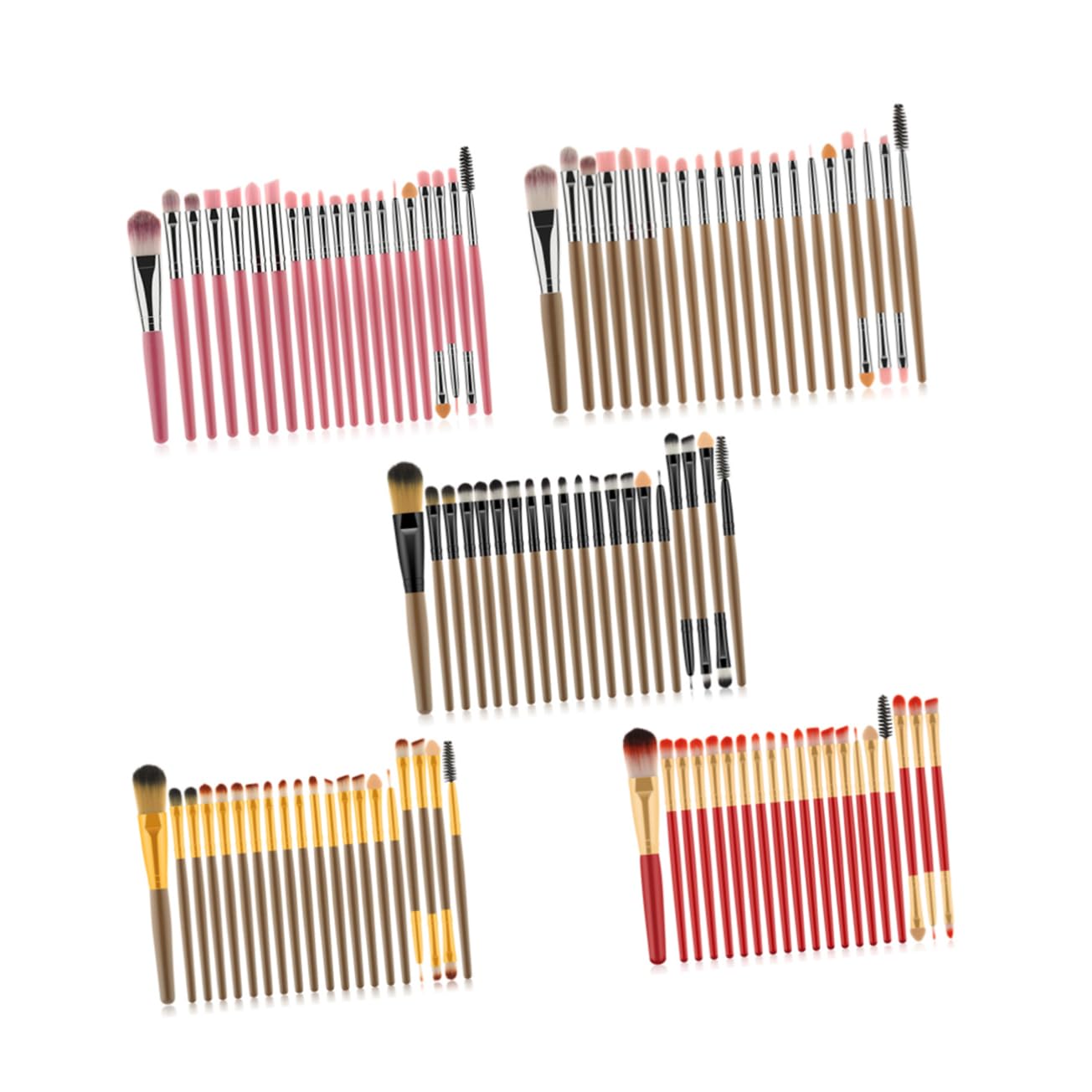 VALICLUD 20pcs Professional Makeup Brush with Long Wooden Handles and Nylon Bristles for Powder and Blush Application for Daily and Professional Use Pink Bristles