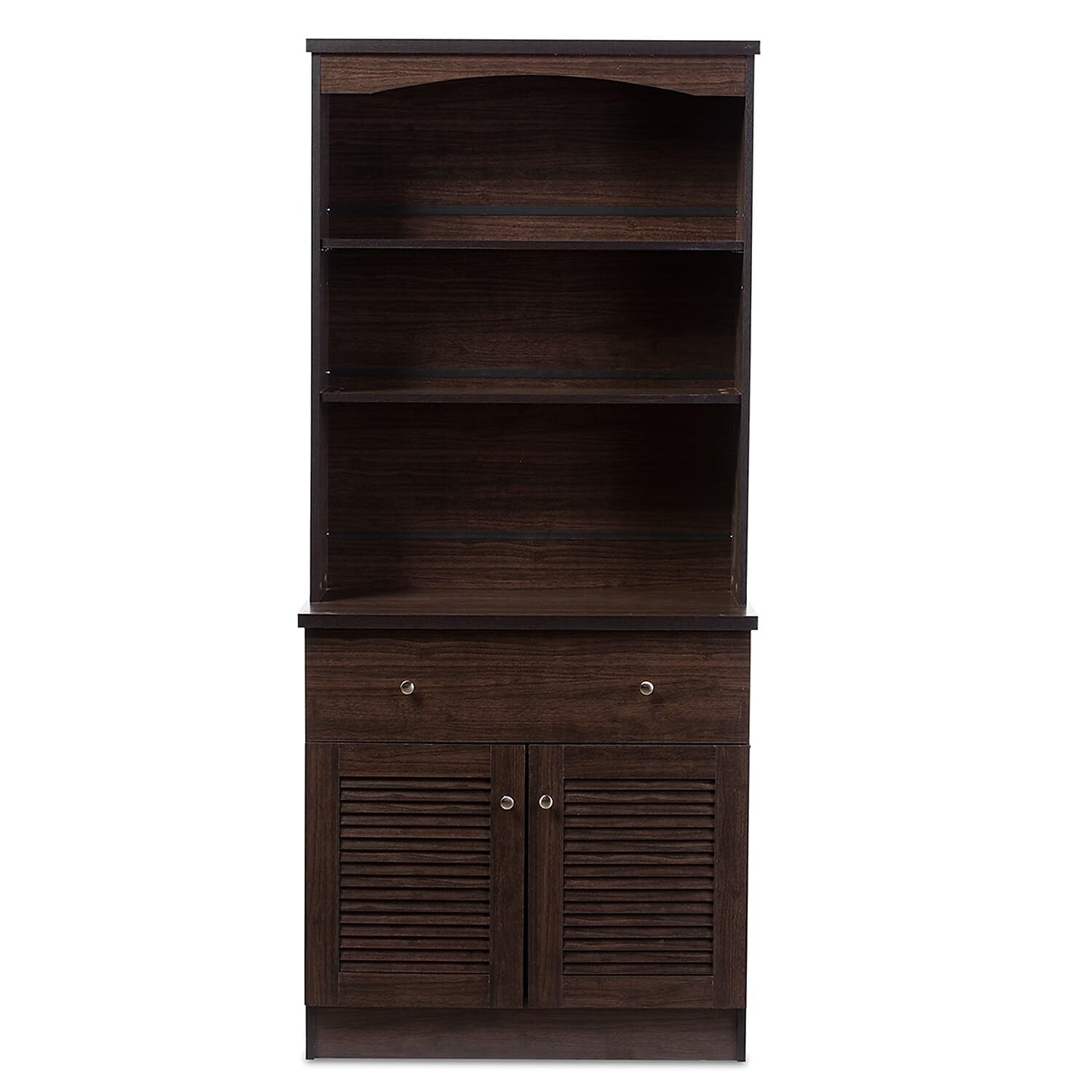 Baxton StudioAgni 31.5-inch W Kitchen Storage Cabinet and Hutch, Dark Brown