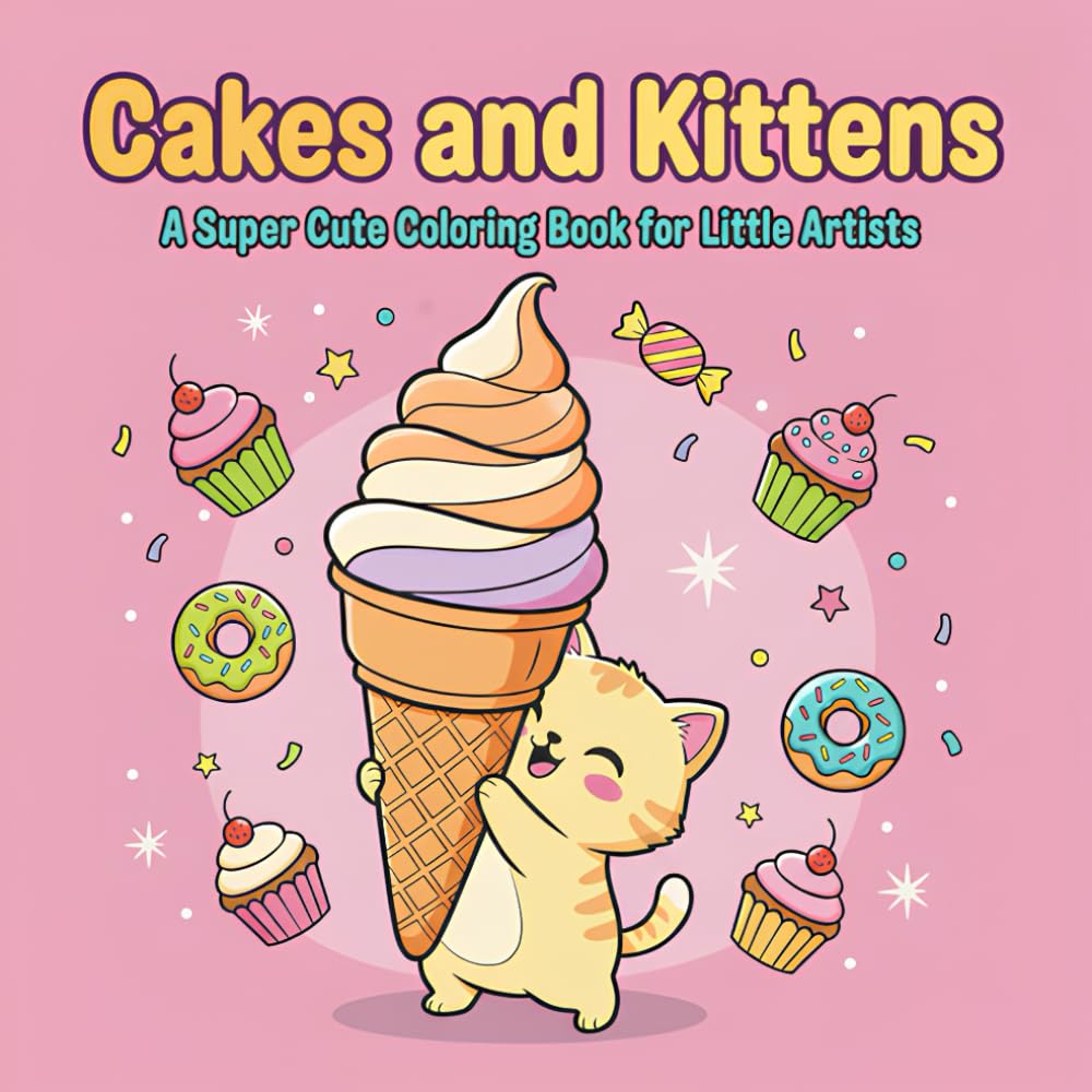 Cakes and Kittens: A Super Cute Coloring Book for Little Artists