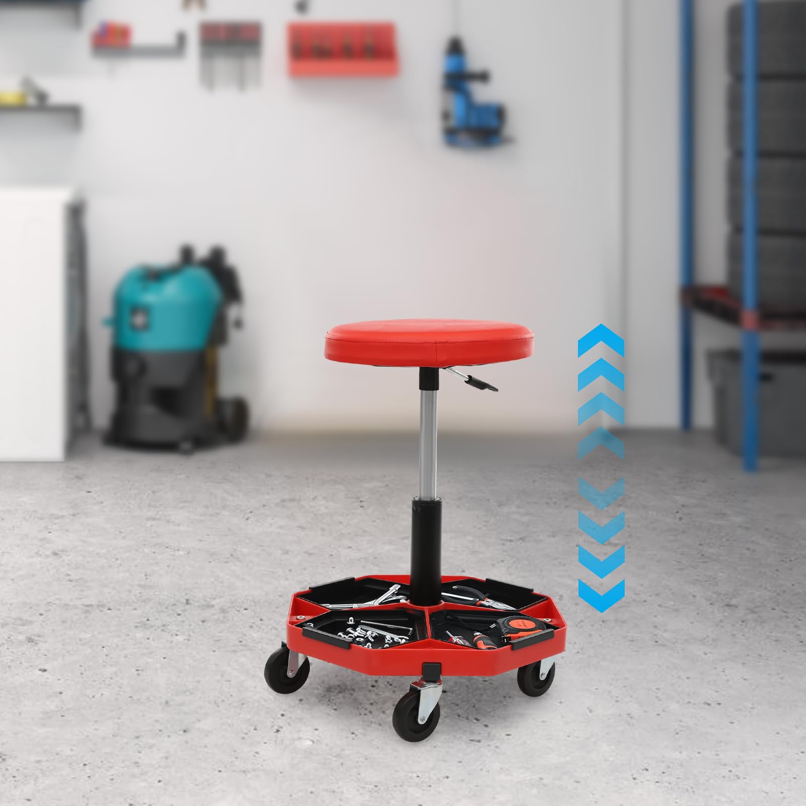 Treeisland Sgabello da officina con ruote, regolabile in altezza, per officina, officina