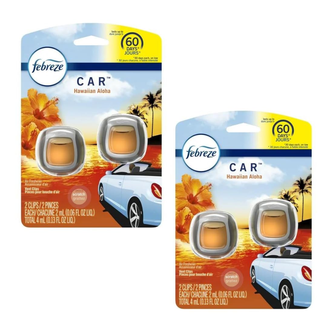 Generic Auto Car Air Freshner Vent Clips, 2 Pack, 4 Total Clips, ASST. (Hawaiian Aloha)