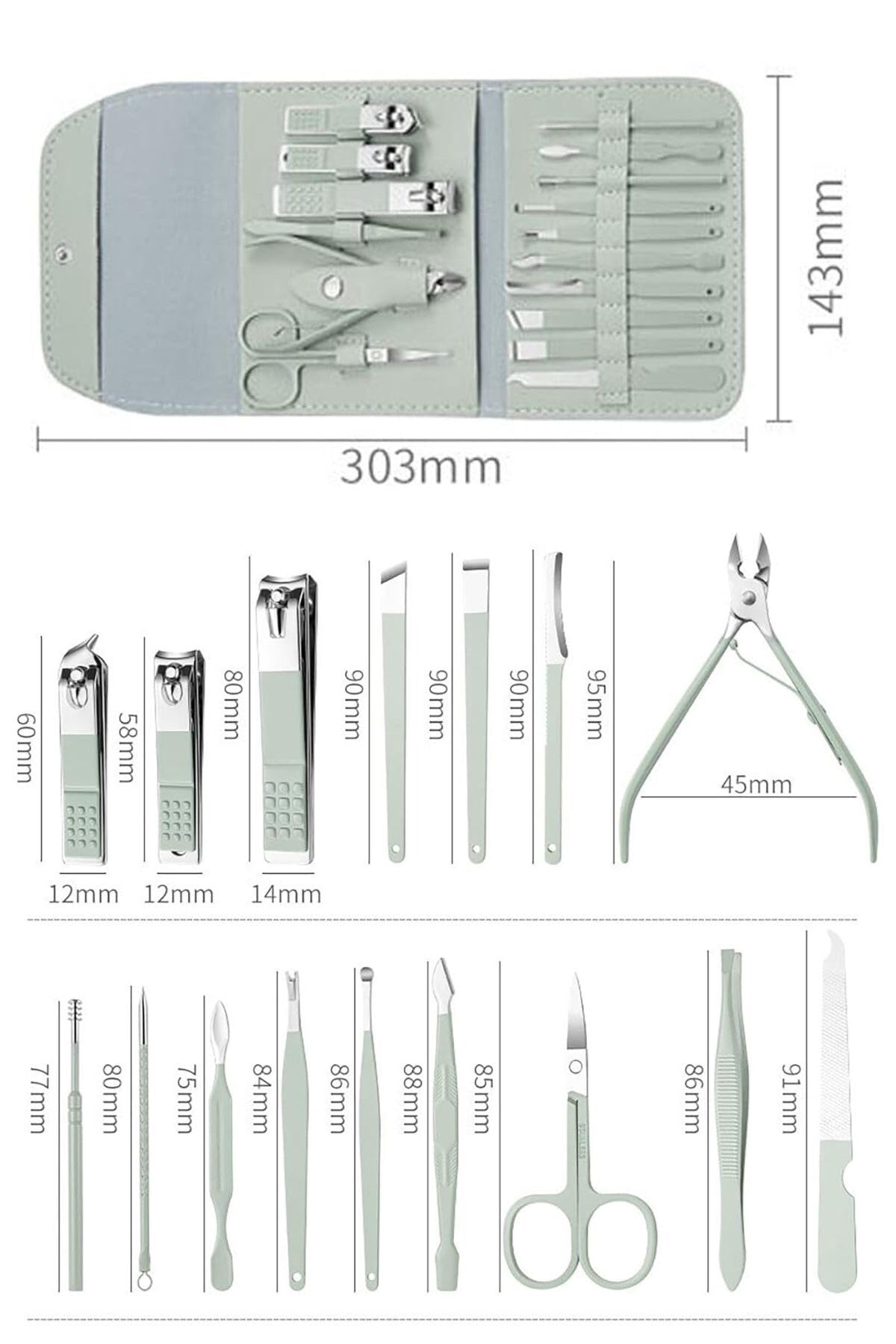 Buffer Kendiliğininden Çantalı Seyahat Tipi 16 Parça Manikür Pedikür Seti, PRA-12705643-6705