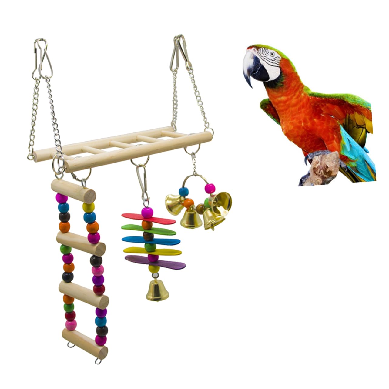 Happyyami 3piezas Escalera De Juguete para Aves Juego De Puente Colgante y Columpio para Periquitos Accesorios para Jaula De Aves para Escalar y Jugar