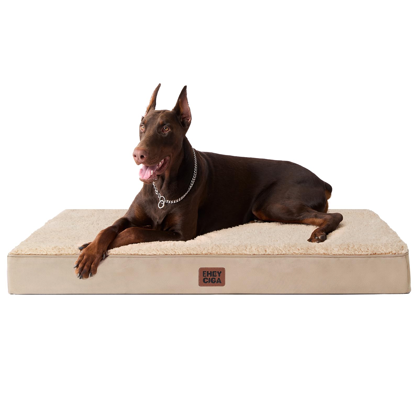 EHEYCIGA Cuccia Cane Interno Taglia Grande XXL, (120L x 74W cm) Ortopedica Cuscino per Cani, Cuscino Cane Sfoderabile e Lavabile, Ortopedico Lettino per Cani, Orthopedic Dog Bed, Cachi