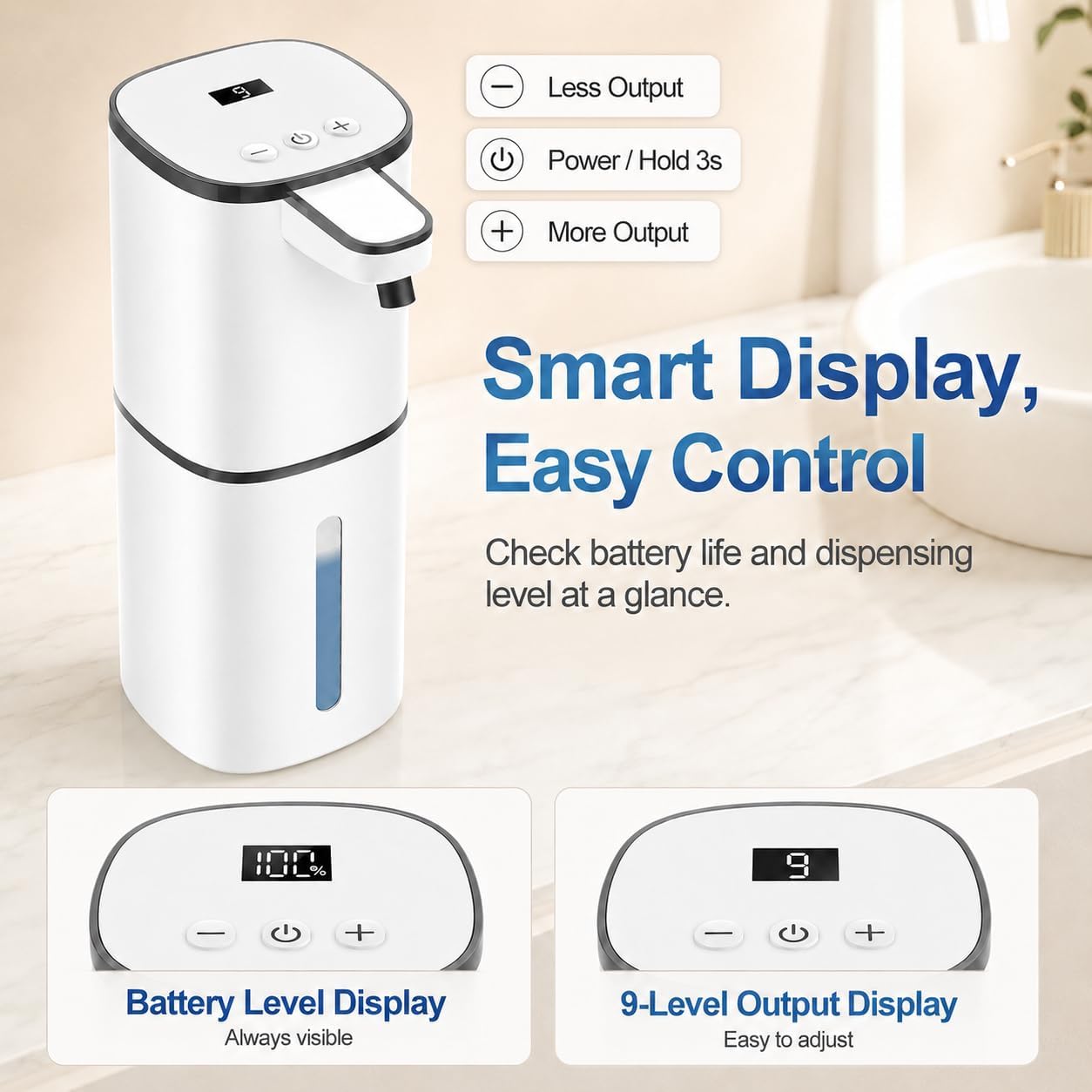 Automatic Foaming Soap Dispenser,Touchless 9-Level 380ml/12.8 oz