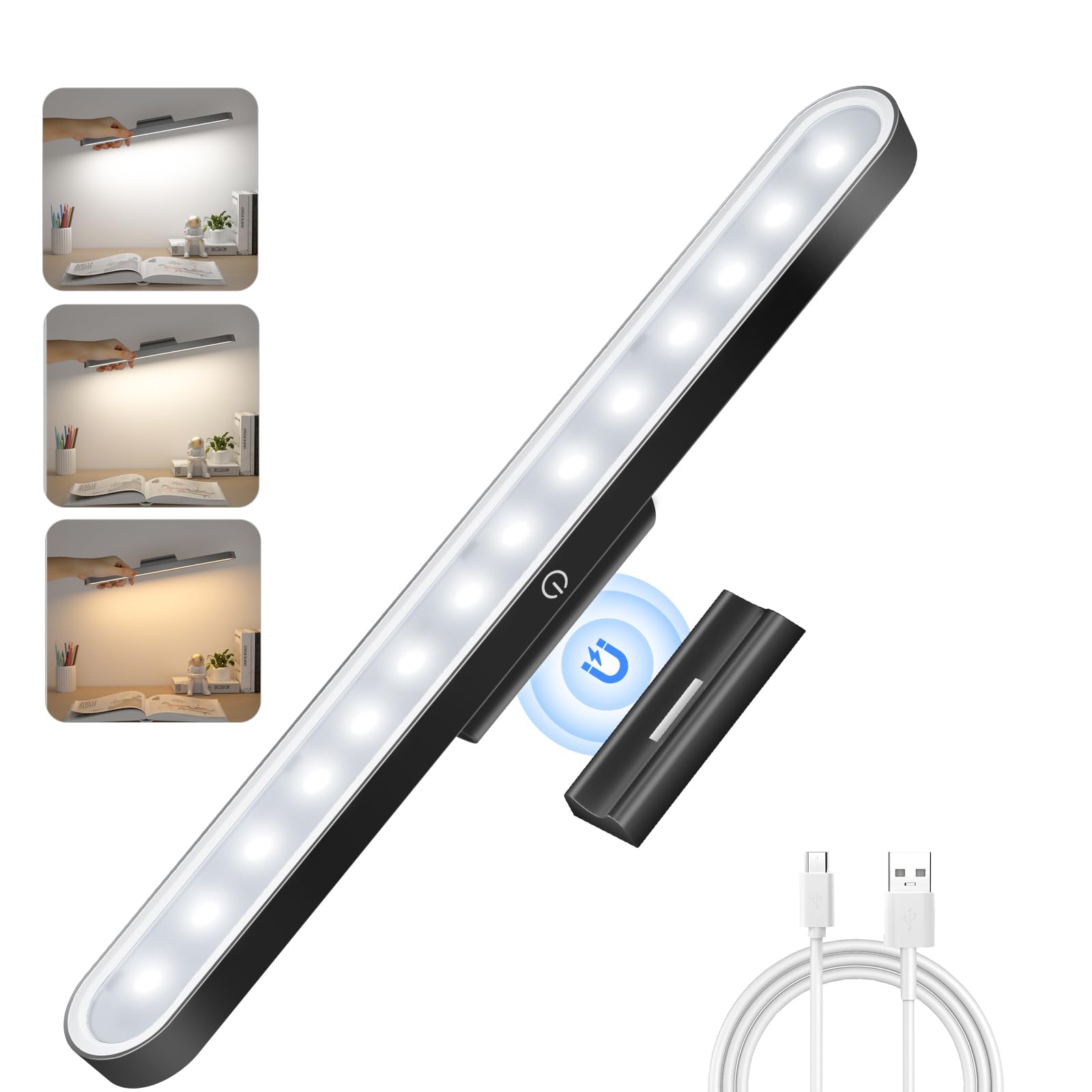 Ylatoial Black Under Cabinet Wireless Led Lights - Dimmable, Rechargeable, 6000K, Multi-Use For Kitchen, Cupboard, Wardrobe, Stair And Mirror