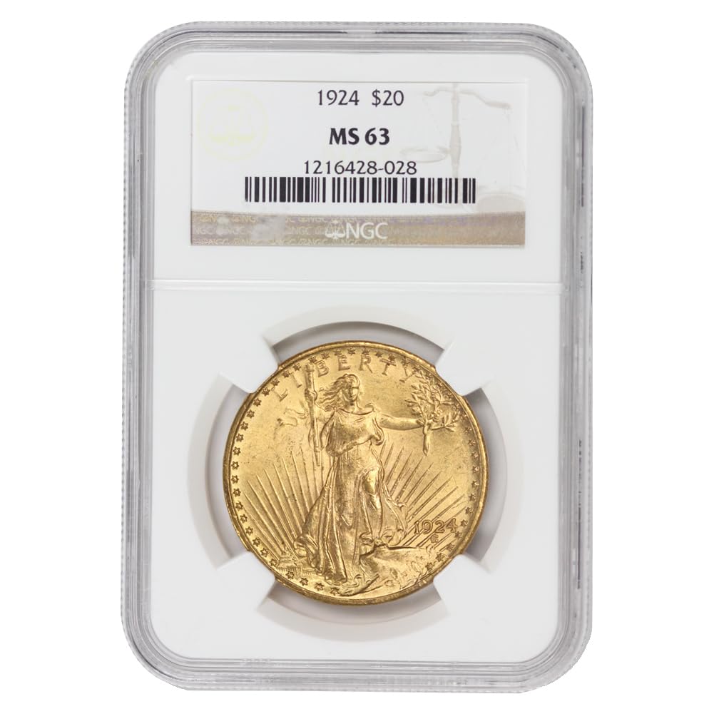 1924 No Mint Mark American Gold Saint Gaudens Double Eagle MS-63 $20 NGC MS63