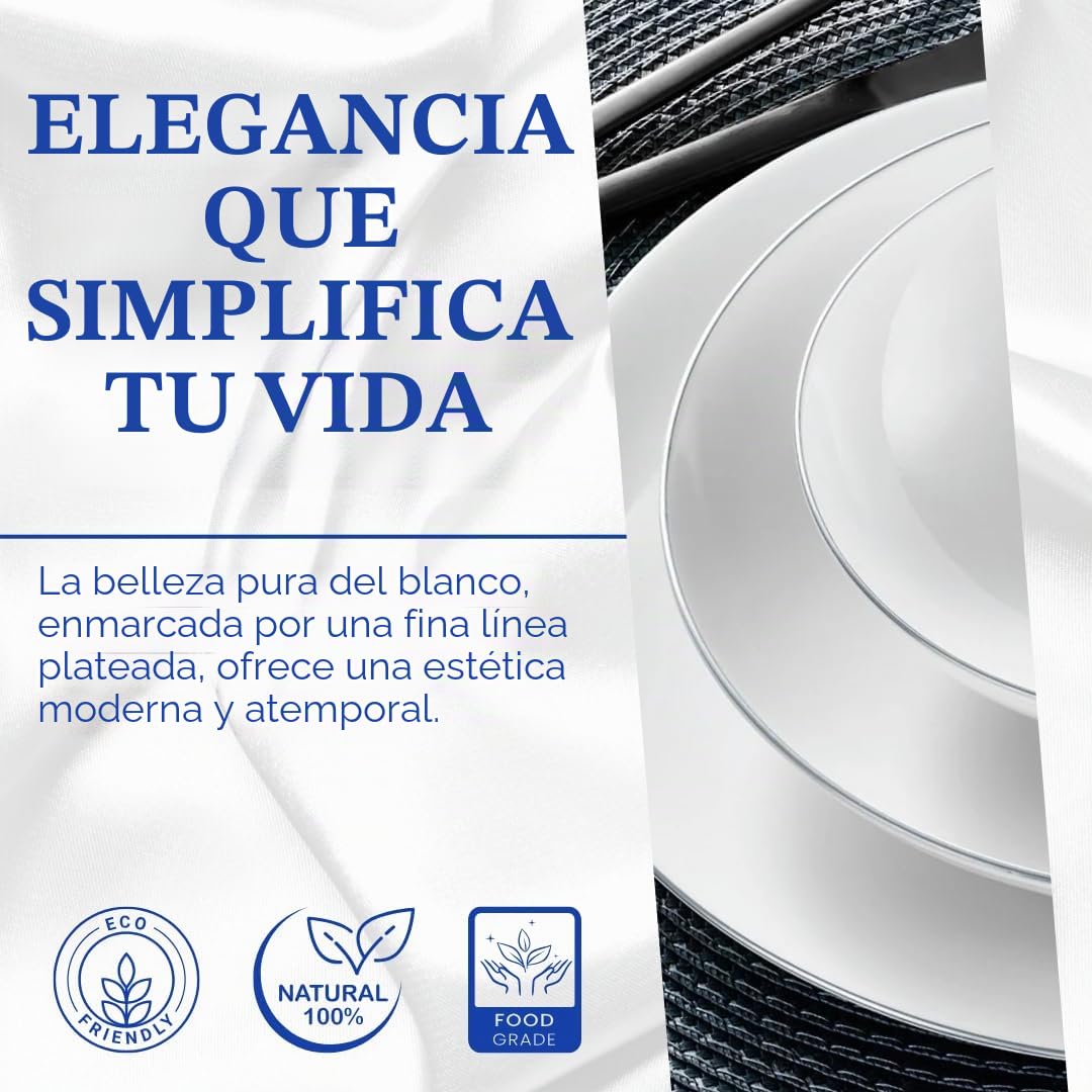 Vajilla Güral Porselen Atina Dinner Plata - 18 Piezas para 6 Personas – Vajilla Completa de Porcelana Blanca