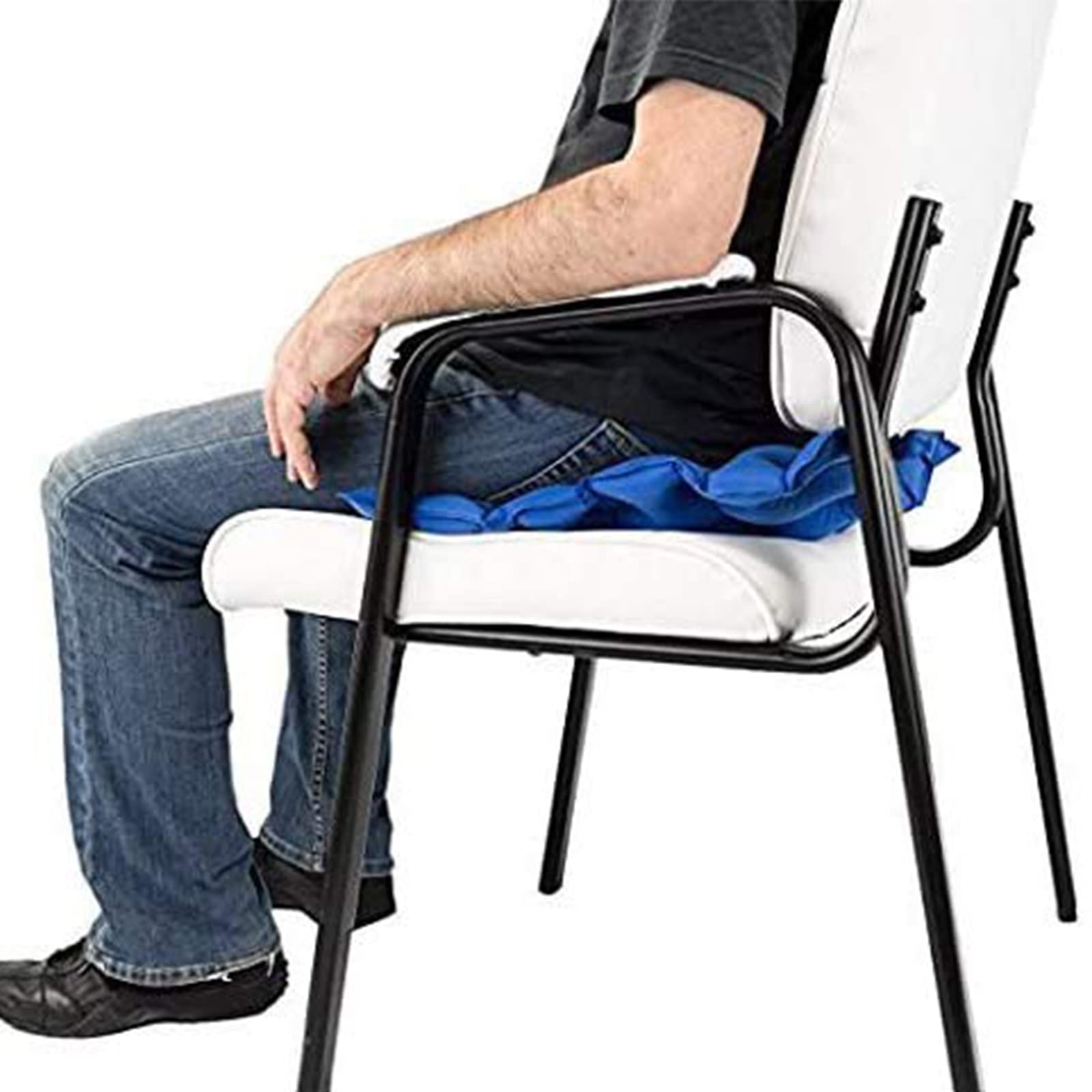 NEFSO Cojín Cuadrado Inflable - Asiento De Cojín De Dona para Llagas De Cama Hemorroides Silla De Ruedas, Aliviar El Alivio del Dolor por Presión (con Bomba De Aire),Azul (Azul)