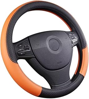 Pahajim Leather Steering Wheel Cover, 37-38 cm, Universal Non-Slip Steering Wheel Protector, Breathable Steering Wheel Protection, Suitable for Car/Jeep/SUV