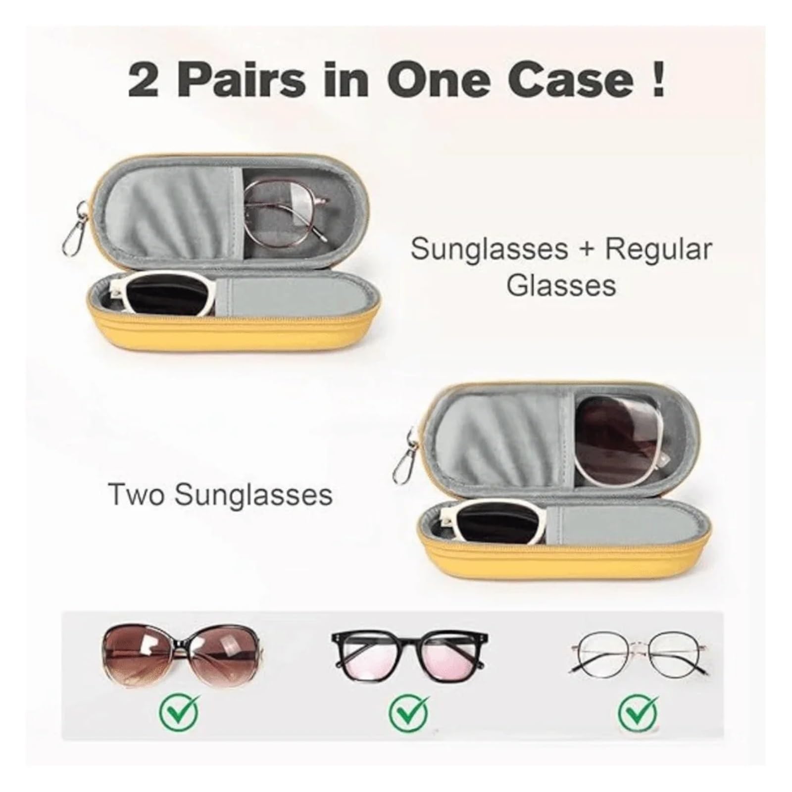 Étui à lunettes double Étui à lunettes double coque rigide, rangement portable for