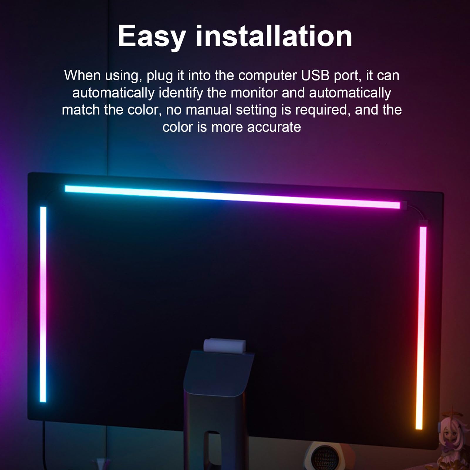 YUYTE RGB Phantom Ambience Wyświetlacz ŚWIATŁO LED ŚWIATŁO MUZYKA RYTM Oprogramowanie do dynamicznej synchronizacji światła (27 cali)