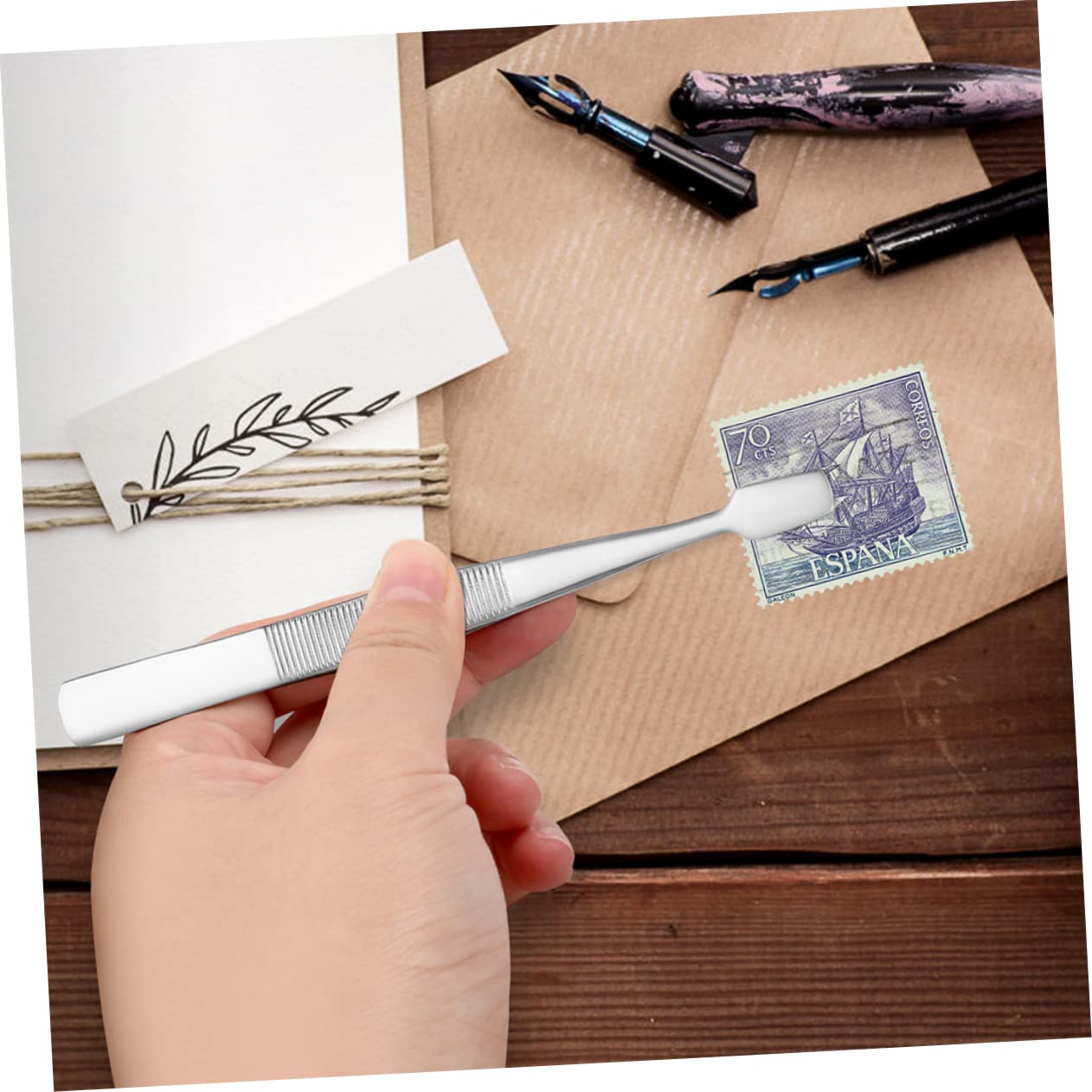 AUTSUPPL 15Pcs Stainless Steel Tweezers for Eyelash Application and Precision Work Ergonomic Design Eyelash Applicators and Stamps Collector and Home Use