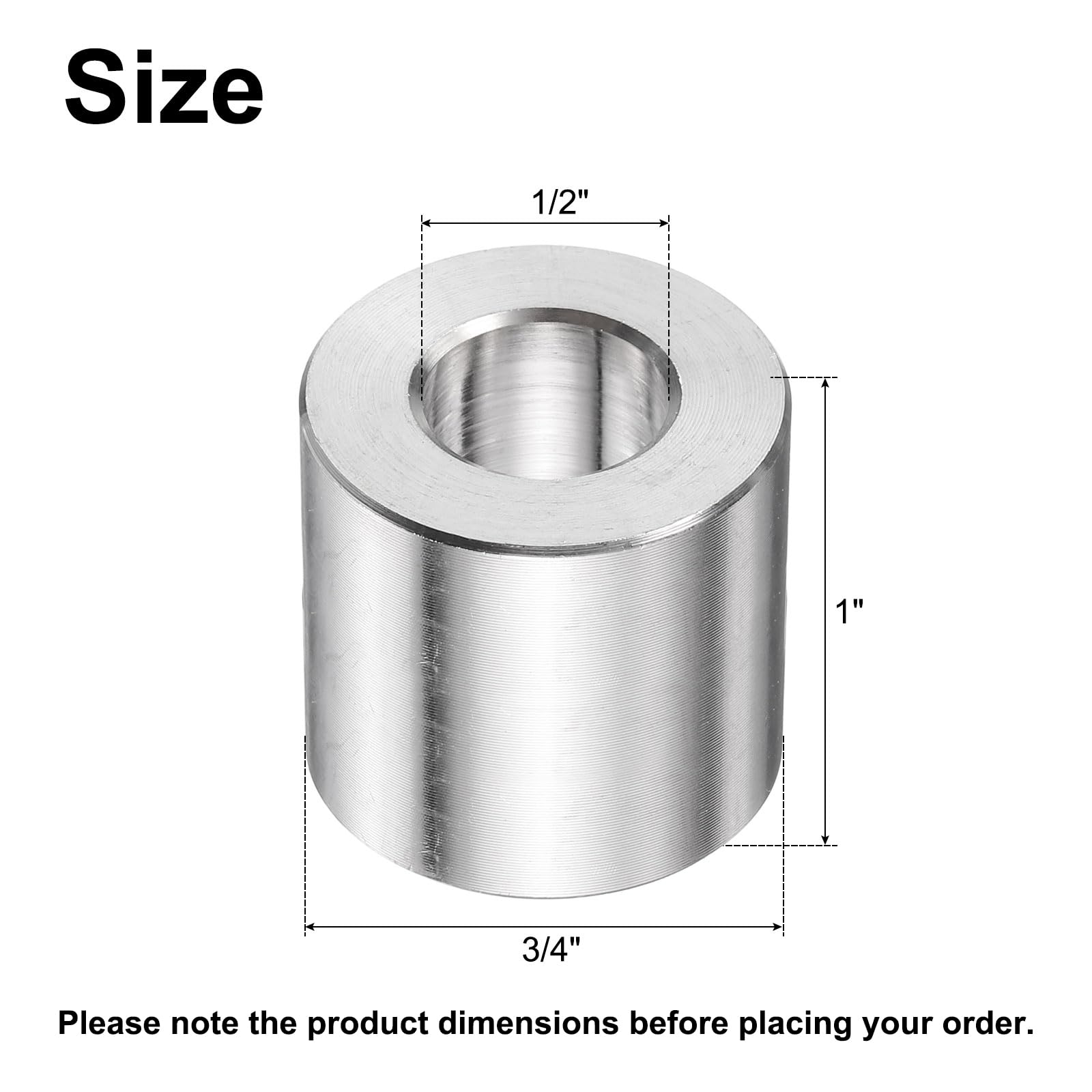 uxcell Lot de 10 entretoises rondes en acier inoxydable de 1,27 cm de diamètre extérieur x 1,9 cm de long pour vis et boulons M12