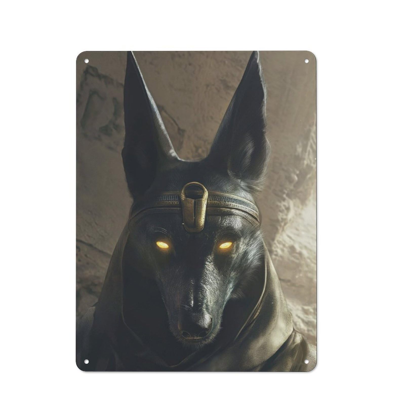 Junmoney Egyptian God Anubis Metal Plaque 40X30cm With For Pub Or Café, Rustic Decor, For Garage, Workshop And Man Cave Decoration