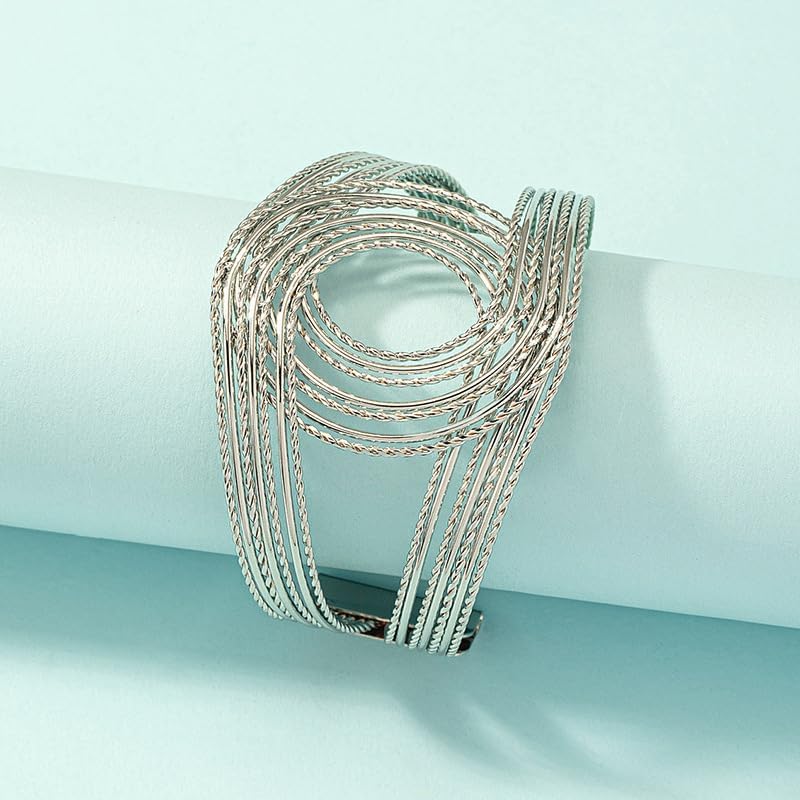 Chunky Gold Bracelet For Wemen, Geometric Hollow Braided The Bling Statement Pride Bold Bangles Party Birthday Stack Mother Jewelry Wife Gift - Image 6