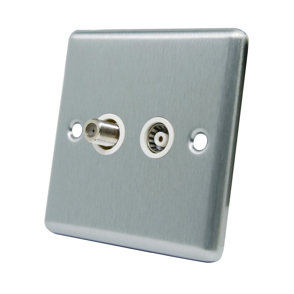 Alliance Electrical Women's White Aet Csctvskywh Satin Finish Chrome Classical Tv Coaxial And Sky Satellite Socket With Insert