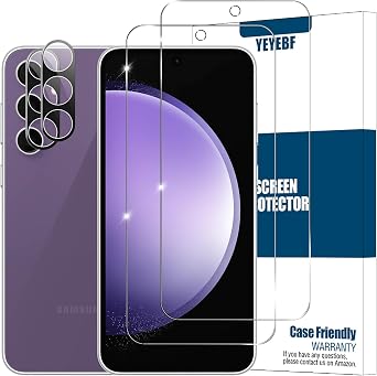 Galaxy S23 FE HD Clear Tempered Glass Screen Protector + Camera Lens Protectors, [2+2 Pack] [3D Glass] [Fingerprint Support] Screen Protector Glass For Samsung Galaxy S23 FE